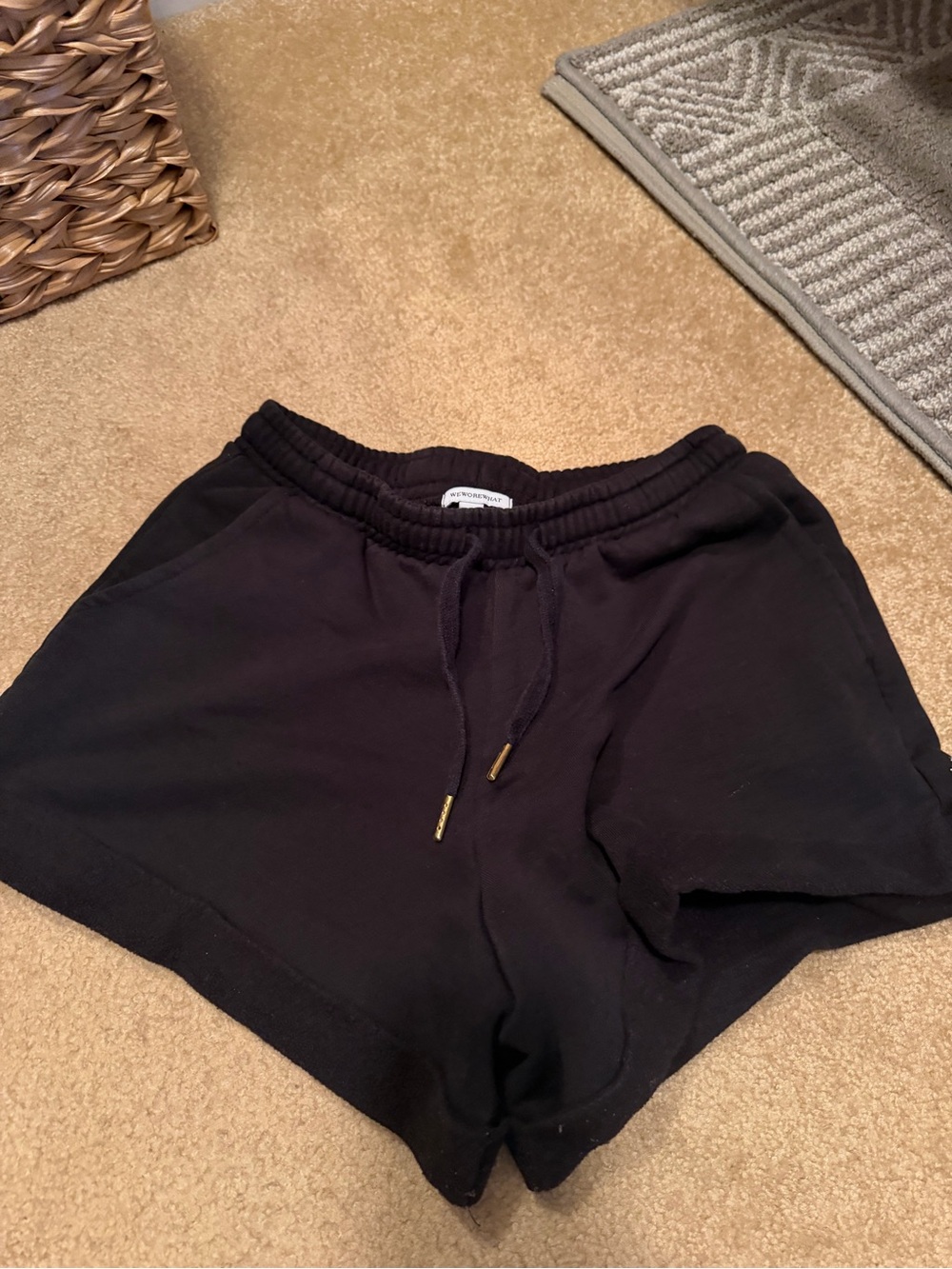 WeWoreWhat Black Cotton Drawstring Shorts